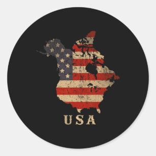 Sticker Rond Oh Canada! Carte du Canada et des États-Unis - Ann