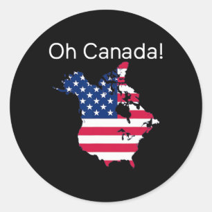 Sticker Rond Oh Canada Chemise Carte De Usa Funny Trump 2025 2