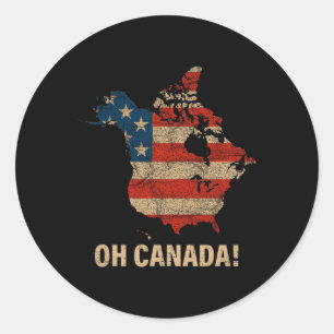 Sticker Rond Oh Canada Chemise Carte De Usa Funny Trump 2025 4
