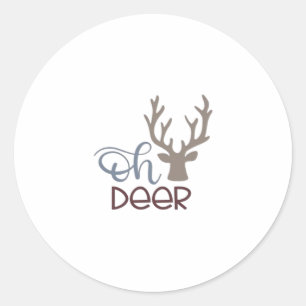 Sticker Rond Oh Cerf Design Rétro Classique