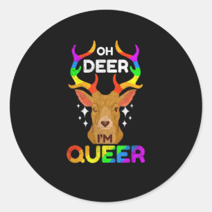 Sticker Rond Oh cerf drôle LGBTQ Fierté de la sensibilisation