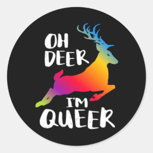 Sticker Rond Oh Cerf Fierté Queer Minimalisme Artistique