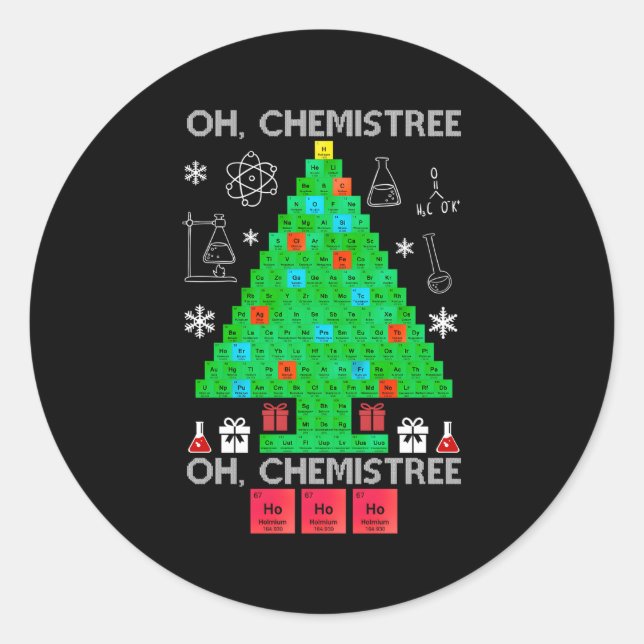 Sticker Rond Oh Chemist Tree Chemistree Science Chimie (Devant)