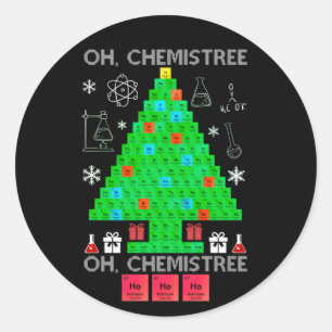 Sticker Rond Oh Chemistree Chemist Tree Funny Science Noël
