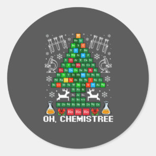 Sticker Rond Oh Chemistree Christmas Chemistry Science Periodic