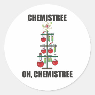 Sticker Rond Oh Chemistree maître en chimie de Noël