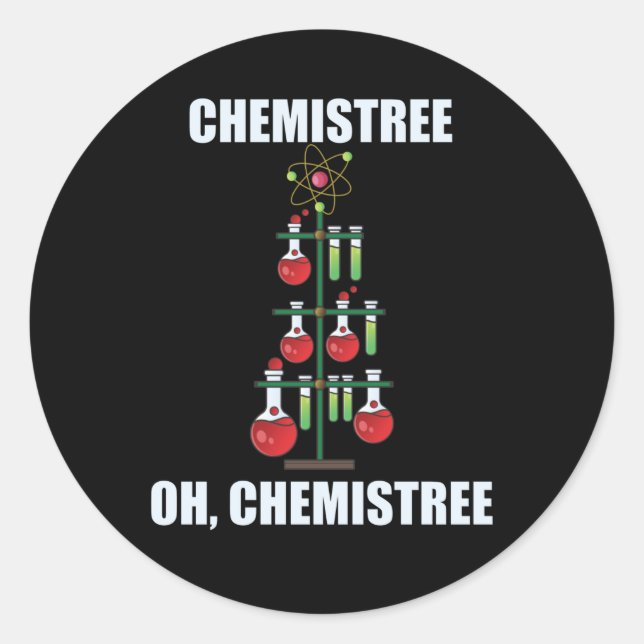 Sticker Rond Oh Chemistree maître en chimie de Noël (Devant)