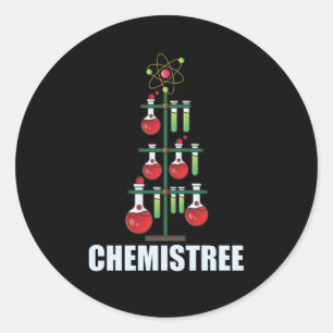 Sticker Rond Oh Chemistree maître en chimie de Noël