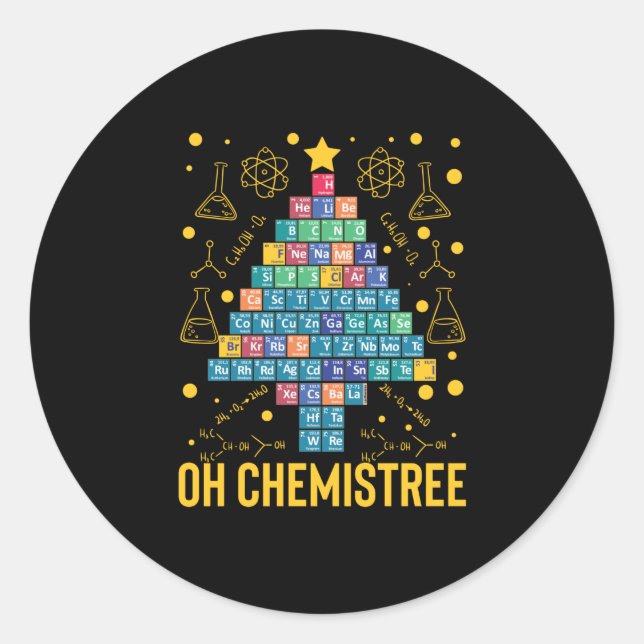 Sticker Rond Oh Chemistree Science Chimie Arbre de Noël (Devant)