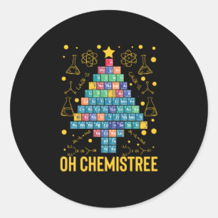Sticker Rond Oh Chemistree Science Chimie Arbre de Noël