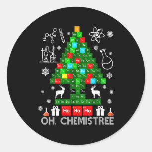 Sticker Rond Oh Chemistree Scientifique Noël Chimique Xmas Te