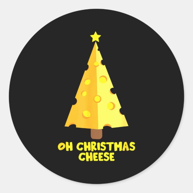 Sticker Rond Oh Christmas Cheese Funny Cheese Lovers Gift  (Devant)