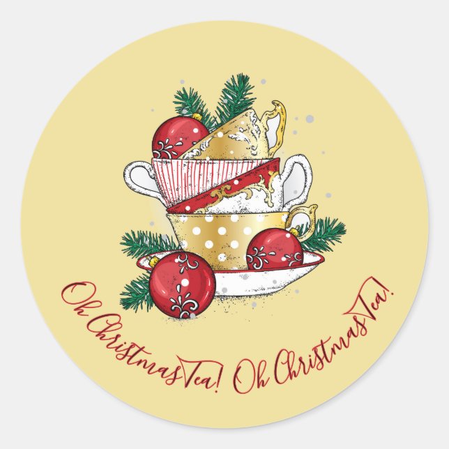 Sticker Rond Oh Christmas Tea ! (Devant)