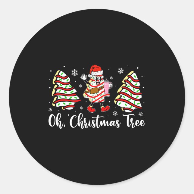 Sticker Rond Oh Christmas Tree Cakes Debbie Becky Jen Cake Love (Devant)