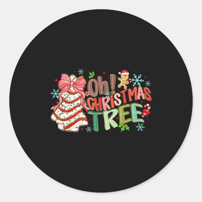 Sticker Rond Oh Christmas Tree Cakes Debbie Becky Jen Cake Love (Devant)