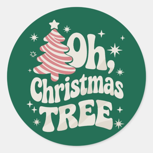 Sticker Rond Oh Christmas Tree Light Merry Christmas Xmas  (Devant)