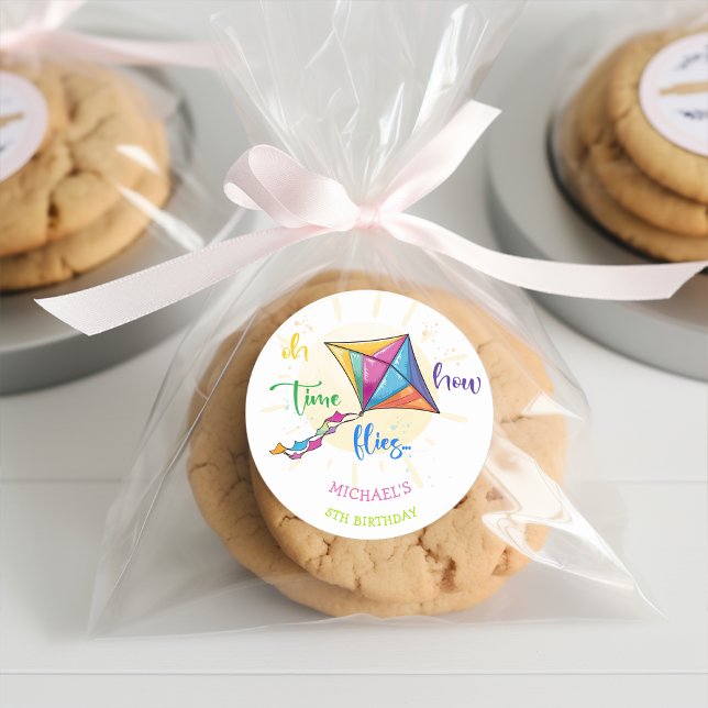 Sticker Rond Oh comment le temps vole aquarelle cerf-volant ann (Créateur téléchargé)