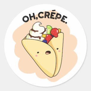 Sticker Rond Oh Crepe amusant jeu de nourriture