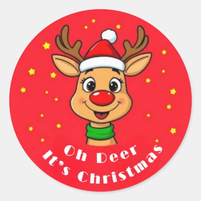 Sticker Rond Oh Deer c'est Noël (Devant)
