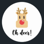 Sticker Rond Oh Deer Christmas<br><div class="desc">Oh Deer,  un design de Noël simple et drôle.</div>