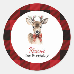 Sticker Rond Oh Deer Christmas Deer Anniversaire