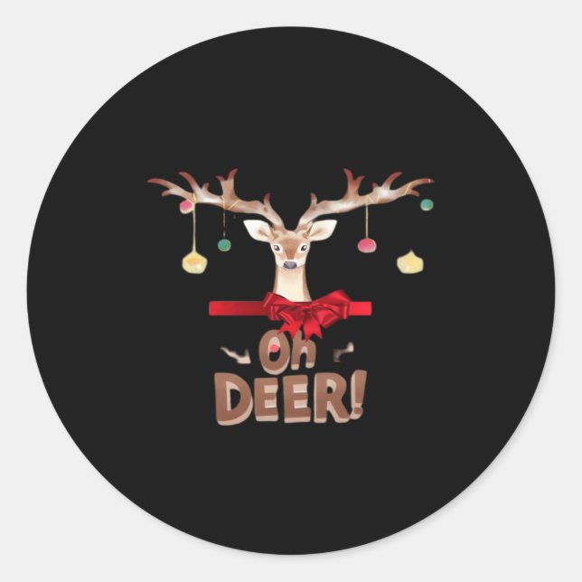 Sticker Rond Oh Deer Classique Élégance  (Devant)