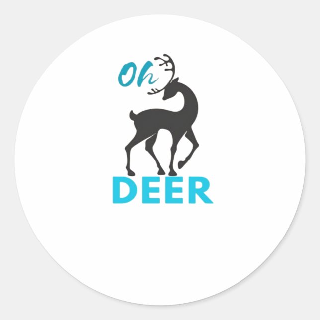 Sticker Rond Oh Deer Minimal Design  (Devant)