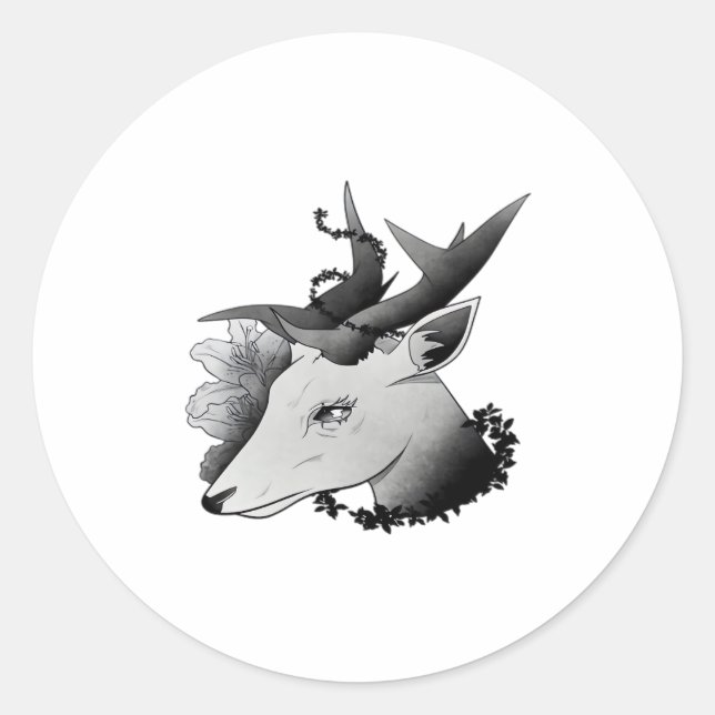 Sticker Rond Oh Deer Style Classique  (Devant)