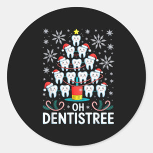 Sticker Rond Oh Dentistree - Sapin de Noël Drôle Hygiène Dentai