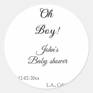 Sticker Rond oh garçon fille baby shower ajouter nom date année