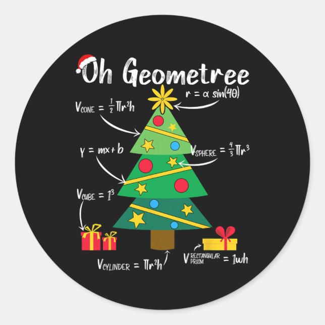 Sticker Rond Oh geometree fun noël arbre géométrie mathématique (Devant)
