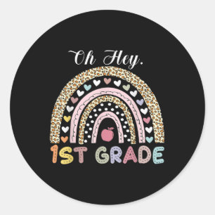 Sticker Rond Oh Hé Première année Retour à l'école Arc-en-ciel