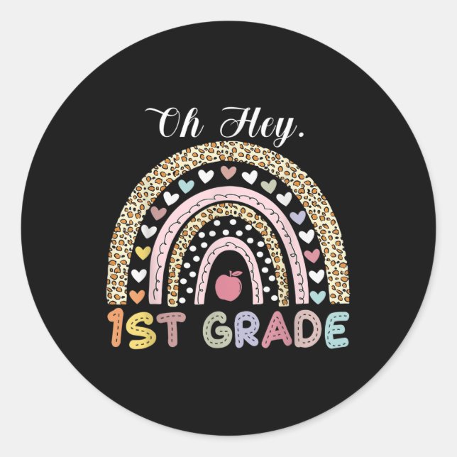 Sticker Rond Oh Hé Première année Retour à l'école Arc-en-ciel  (Devant)