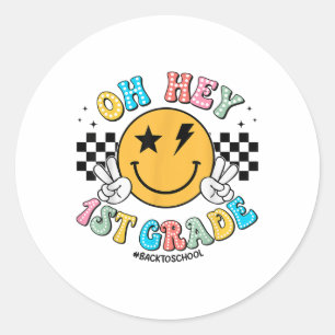 Sticker Rond Oh Hey Première Année Retour À L'École 1Ème Année 