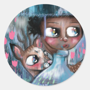 Sticker Rond Oh! Il Pleut Du Cerf