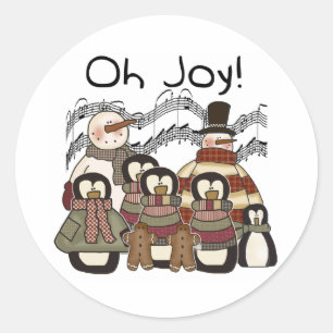 Sticker Rond Oh Joie Pingouins de Noël Snowmen