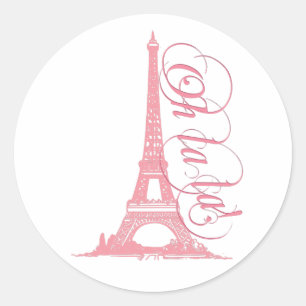 Sticker Rond Oh La La - Tour Eiffel Paris France