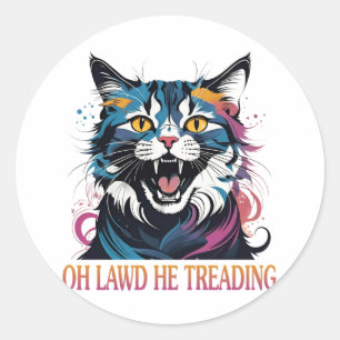 Sticker Rond Oh Lawd He Treading