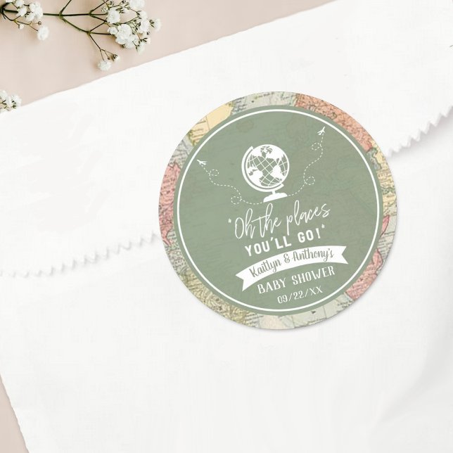 Sticker Rond "Oh les endroits où tu iras !" Baby shower Carte d (Créateur téléchargé)