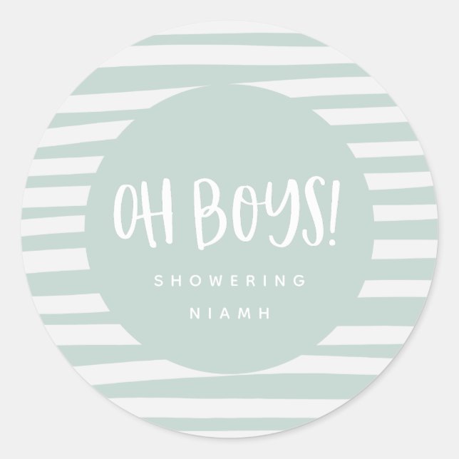 Sticker Rond Oh les gars, fête baby shower jumelle (Devant)