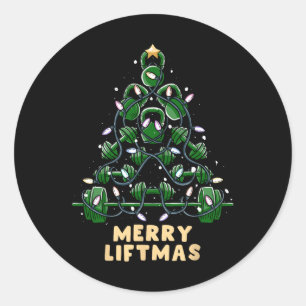 Sticker Rond Oh Liftmas Tree Kettlebell Gym Vilain Noël