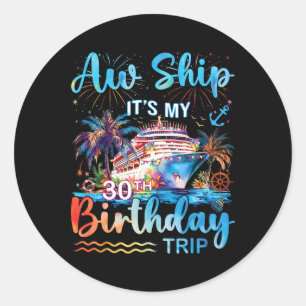Sticker Rond Oh mon bateau c'est mon croisière de vacances pour