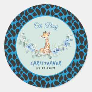 Sticker Rond Oh mon Dieu ! Baby shower bébé Giraffe