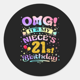 Sticker Rond Oh mon dieu, c'est l'anniversaire de ma nièce, 21 
