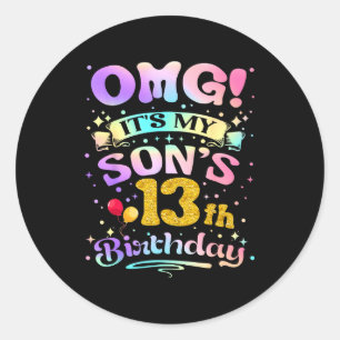 Sticker Rond Oh mon dieu, c'est l'anniversaire de mon fils de 1