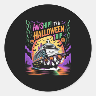 Sticker Rond Oh mon dieu, c'est un voyage d'Halloween drôle Cro