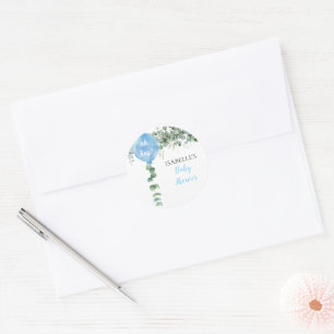 Sticker Rond Oh mon garçon ballon vert baby shower eucalyptus