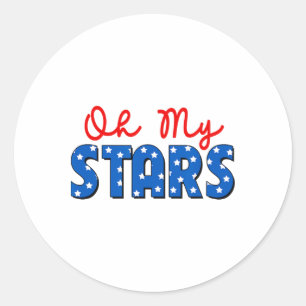 Sticker Rond Oh My Stars 4 juillet Fête commémorative de l'Indé