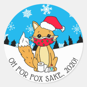 Sticker Rond Oh pour Fox Sake, 2020, Noël drôle