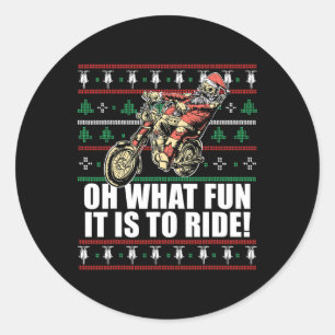 Sticker Rond Oh Quel Amusant C'Est De Circuler Le Père Noël Lai